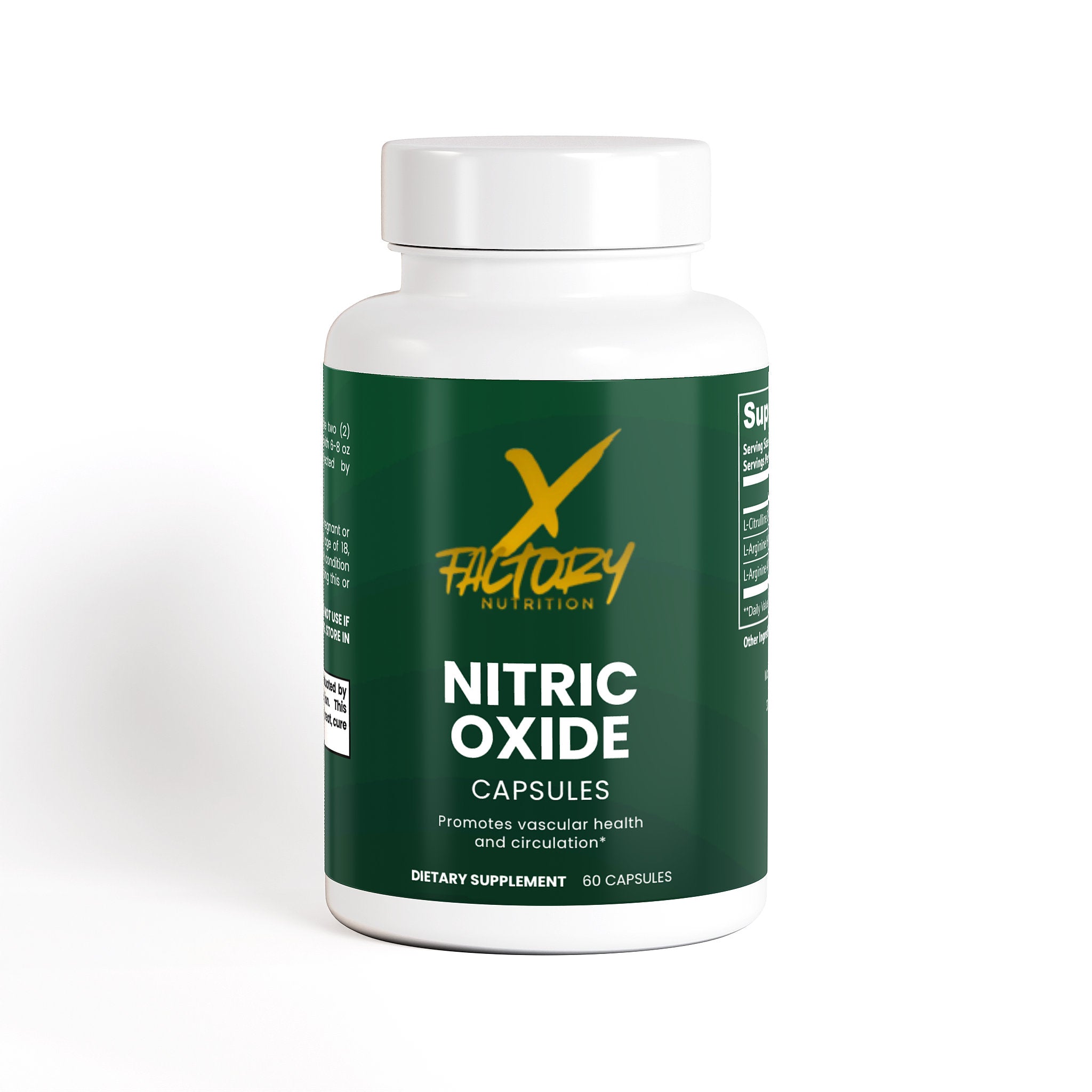 Nitric Oxide With L-Arginine Alpha-Ketoglutarate, L-Arginine Hydrochloride, and L-Citrulline DL-Malate To Improve Circulation and Nutrient Delivery and Promote Muscle Growth