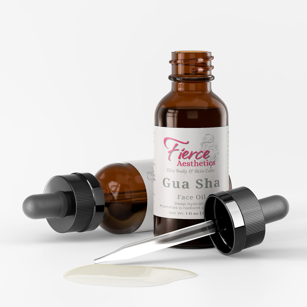 GUA SHA FACE OIL - crafted blend of botanical oils designed to enhance skin radiance, boost hydration, promote elasticity reduce the appearance of fine lines. Use during massage and/or daily