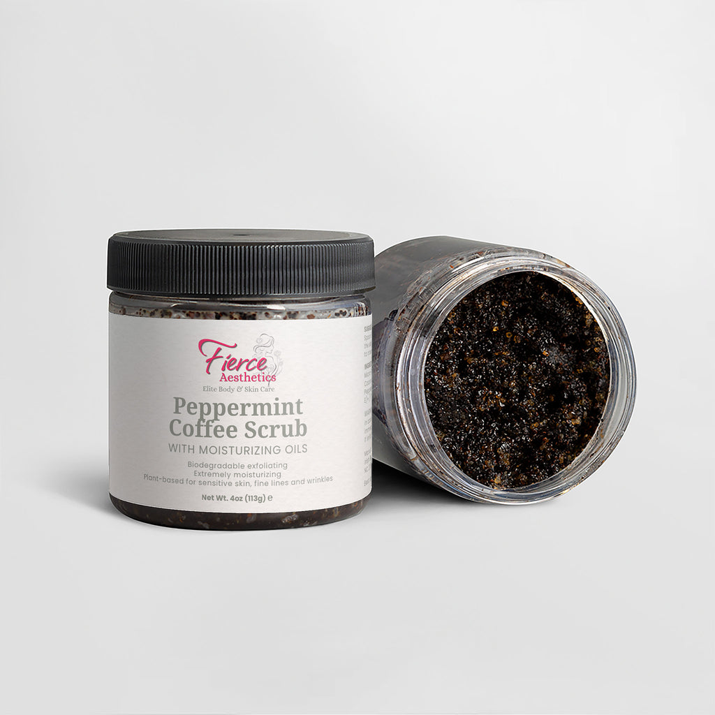 PEPPERMINT COFFEE SCRUB - 100% Natural With Antioxidants, Triple Exfoliation, Hydrating, Moisturizing and Skin Tightening.  Great To Use Before Tanning or Beach