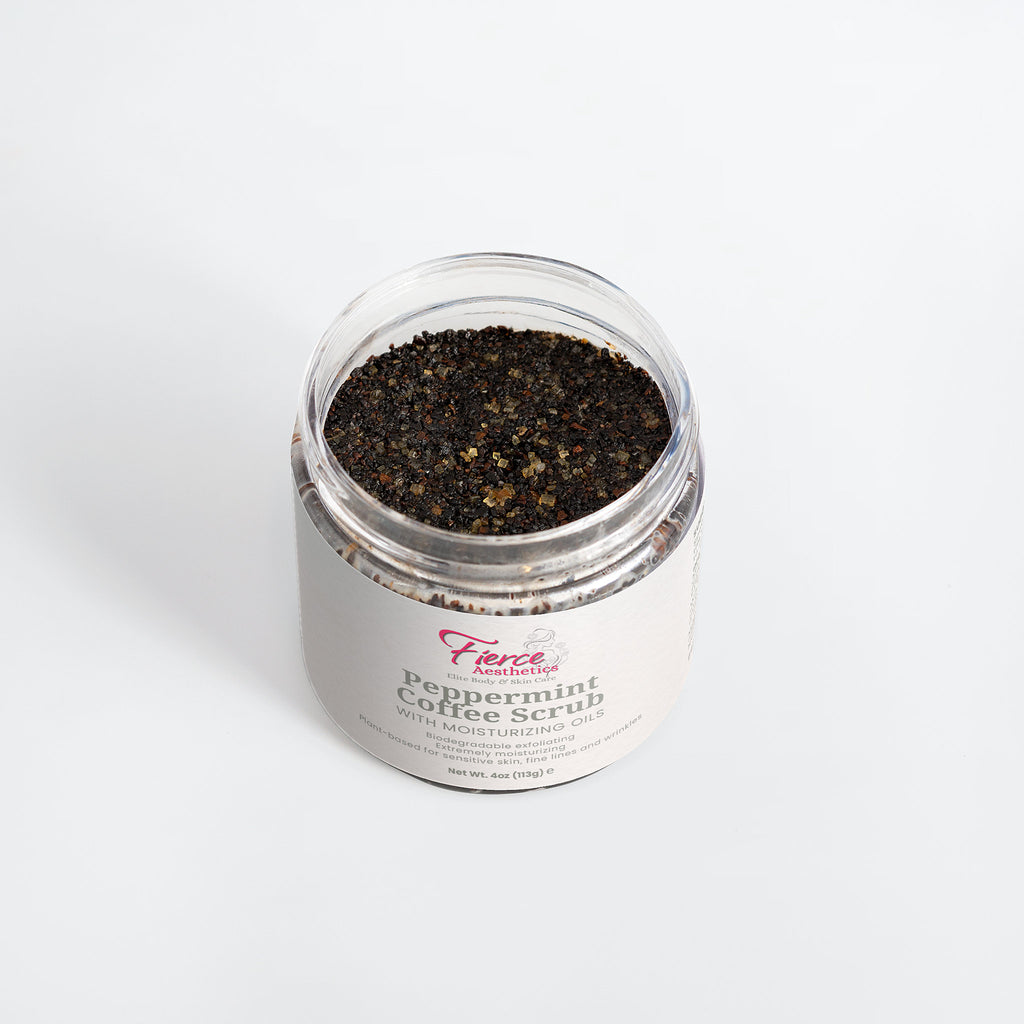 PEPPERMINT COFFEE SCRUB - 100% Natural With Antioxidants, Triple Exfoliation, Hydrating, Moisturizing and Skin Tightening.  Great To Use Before Tanning or Beach