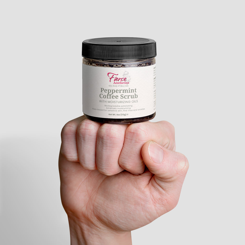 PEPPERMINT COFFEE SCRUB - 100% Natural With Antioxidants, Triple Exfoliation, Hydrating, Moisturizing and Skin Tightening.  Great To Use Before Tanning or Beach