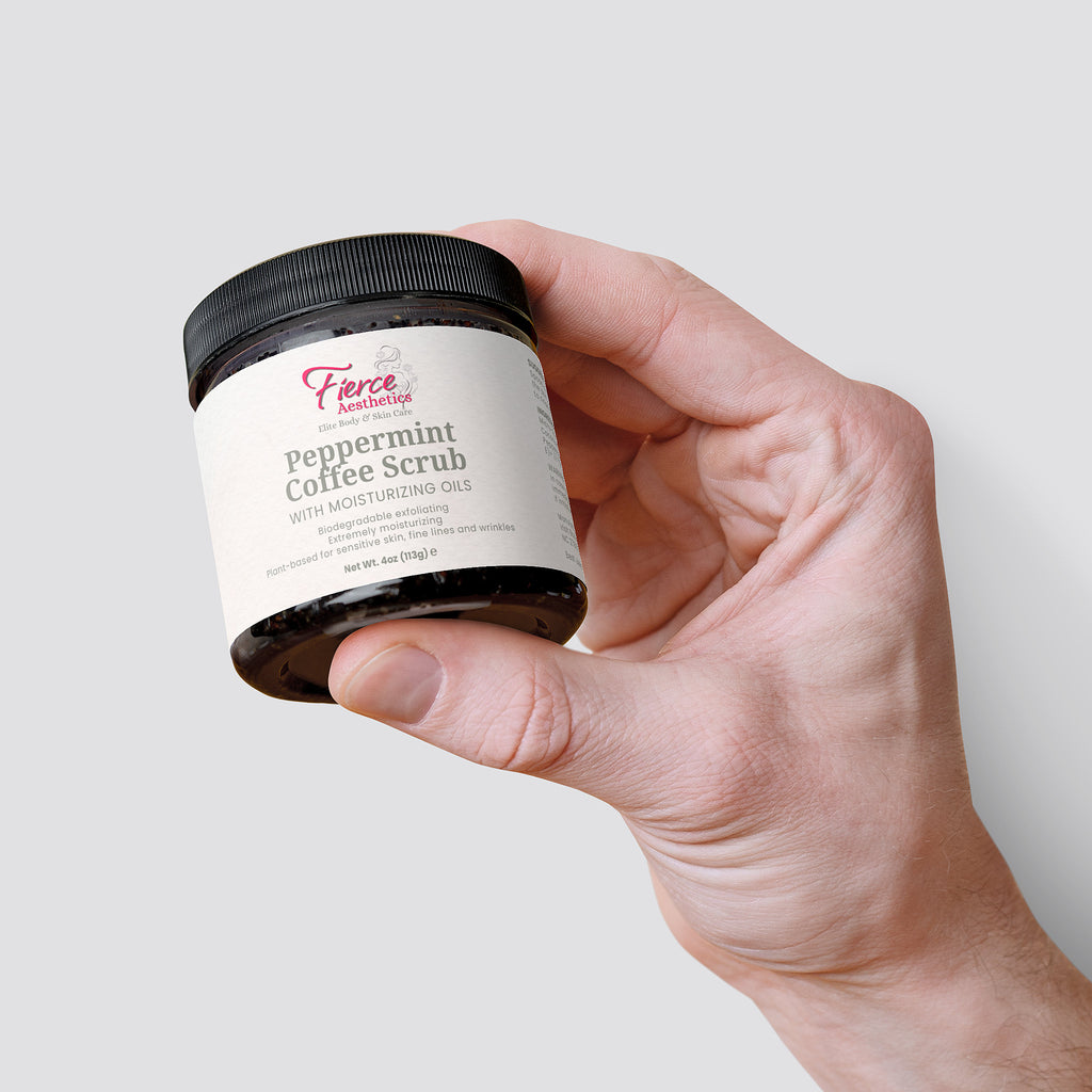 PEPPERMINT COFFEE SCRUB - 100% Natural With Antioxidants, Triple Exfoliation, Hydrating, Moisturizing and Skin Tightening.  Great To Use Before Tanning or Beach