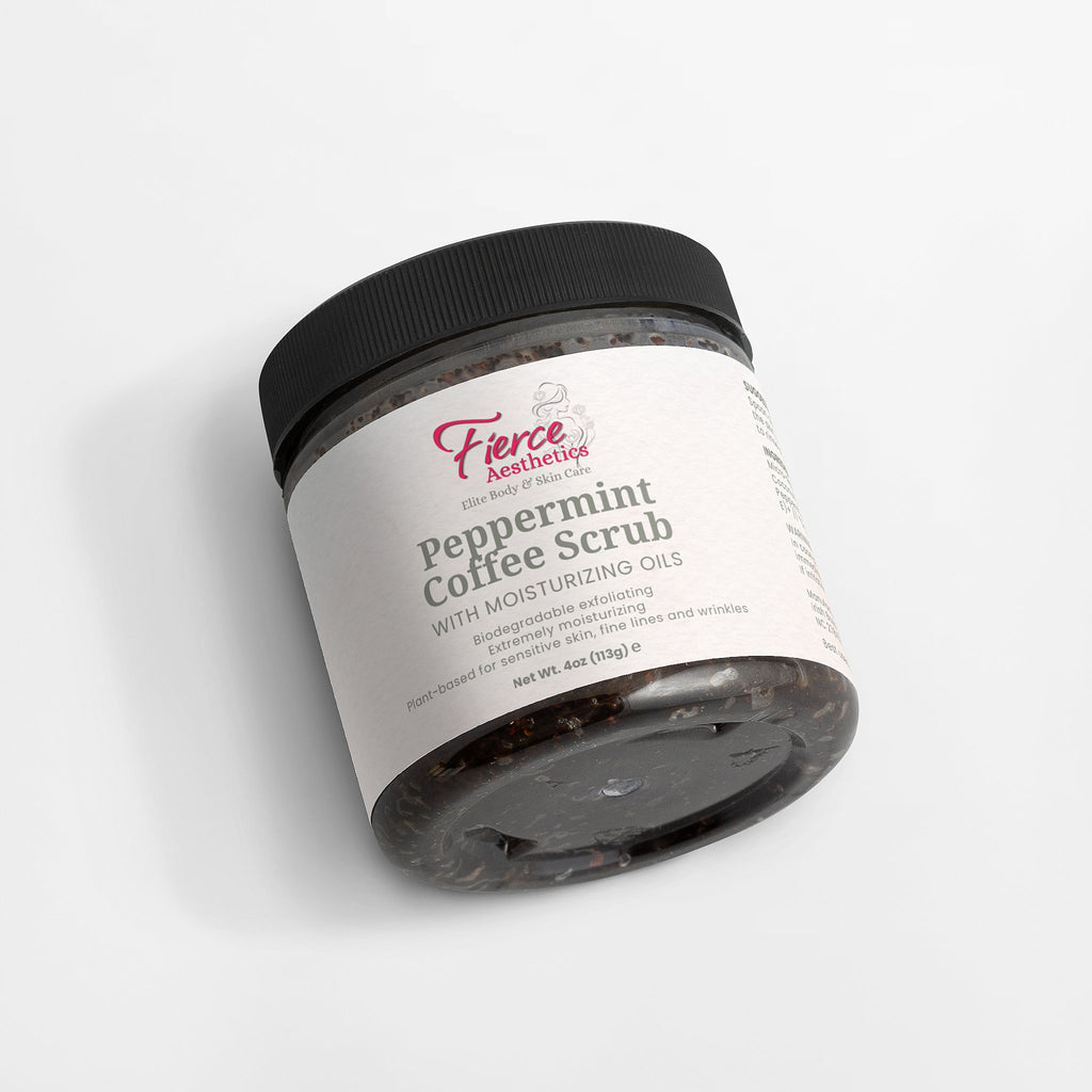 PEPPERMINT COFFEE SCRUB - 100% Natural With Antioxidants, Triple Exfoliation, Hydrating, Moisturizing and Skin Tightening.  Great To Use Before Tanning or Beach