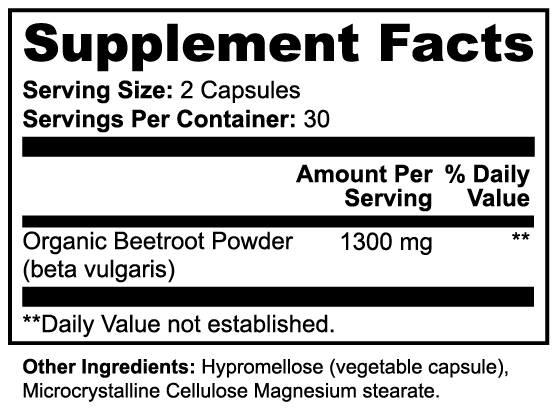 Beetroot Capsules To Support Normal Circulation and Healthy Blood Pressure,  Enhancing Oxygen Delivery To Active Muscles and Improving Sexual Function