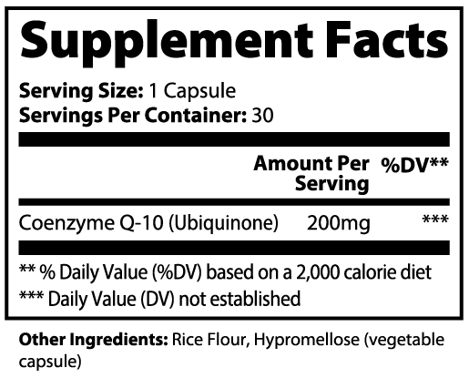 CoQ10 Ubiquinone To Power Cellular Energy Production (ATP), Antioxidant Support and Improved Cardiovascular Health