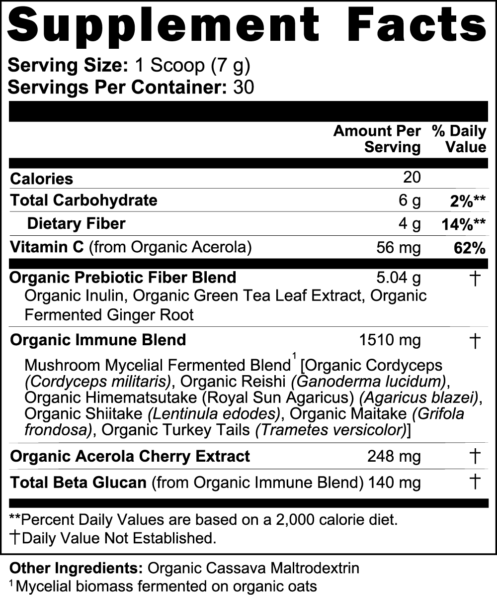 Fermented Mushroom Blend With Prebiotics and Vitamin C To Aid Digestion and Boost The Immune System
